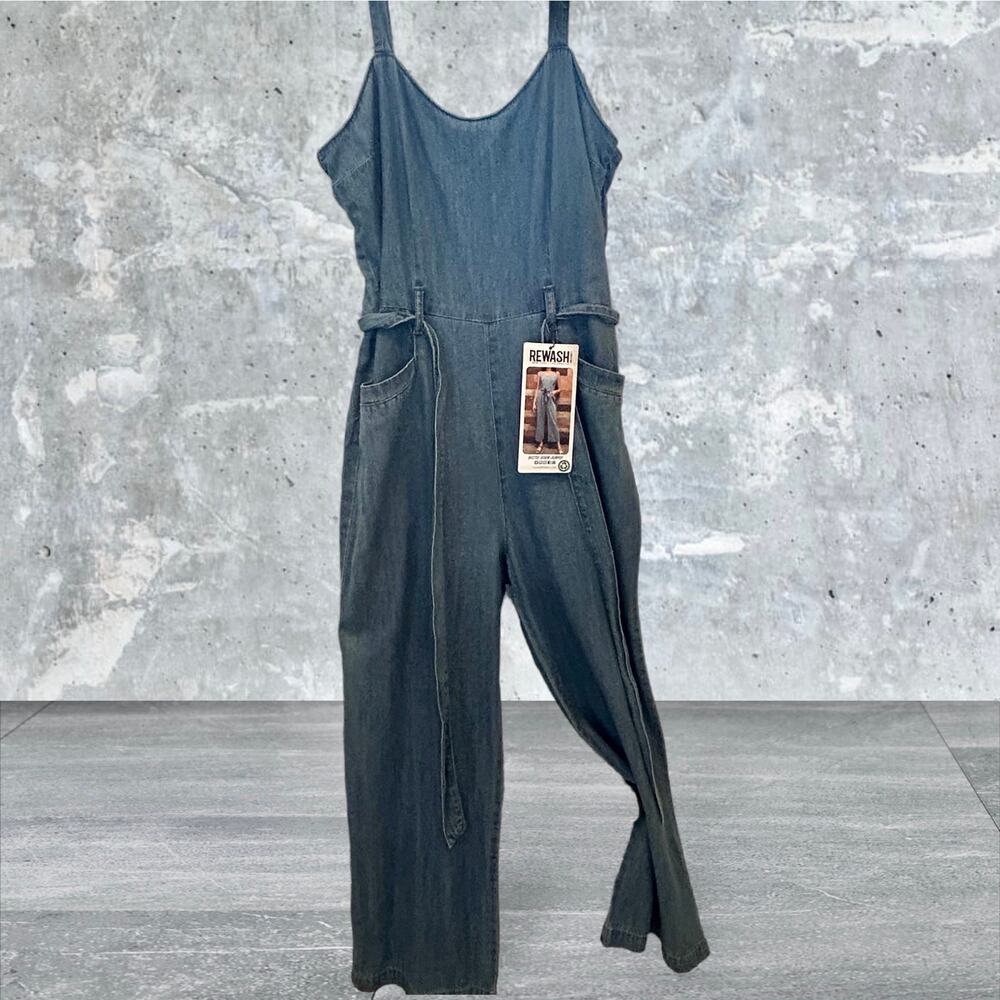Rewash Denim Jeans Overalls Blue Wide Leg Overalls Jumpsuit Size M NWT